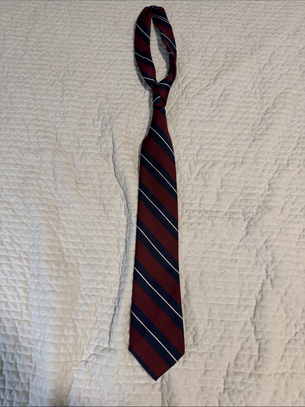 Boys 14/16 yo Burgundy and Navy Striped Tie